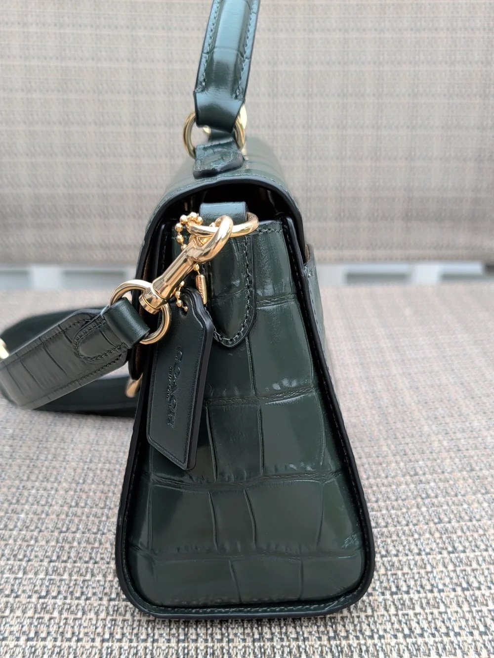 COACH Morgan Croc Embossed Top-Handle Satchel With Crossbody Strap (CN747) EUC
